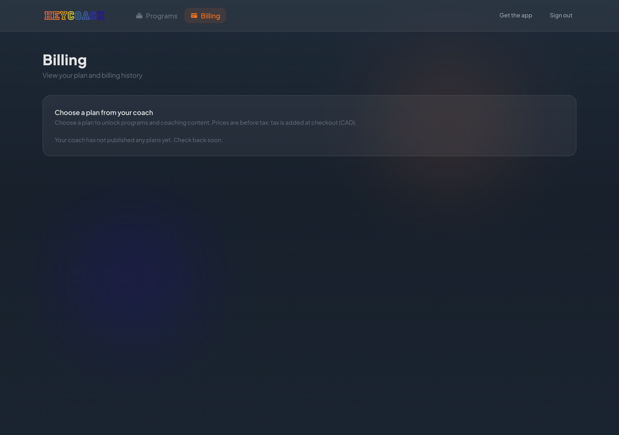 Client billing page
